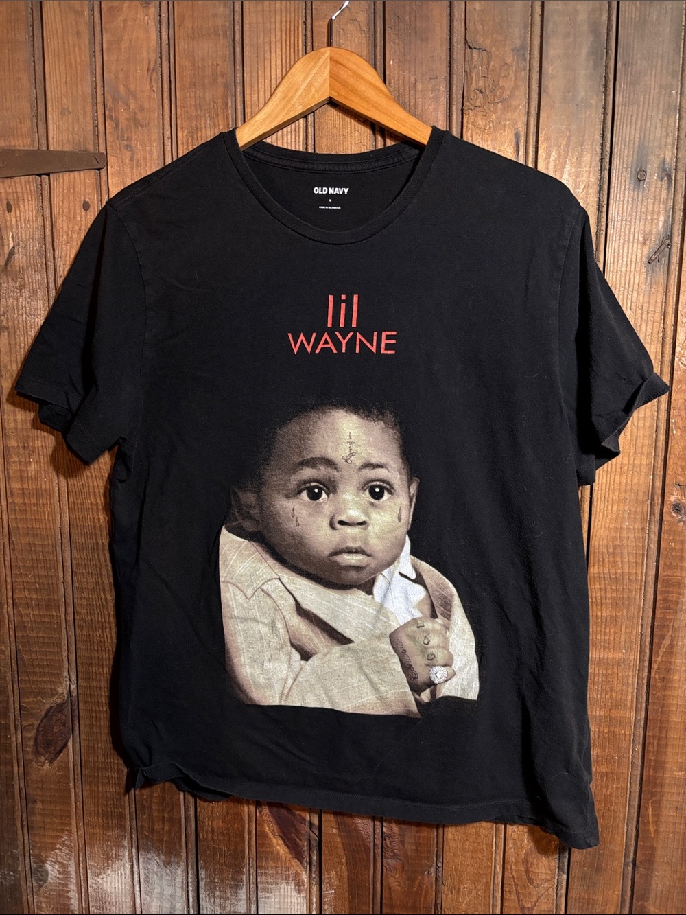 Old Navy Black Graphic Tee - Lil Wayne Print